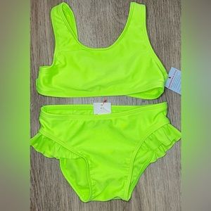 NWT - Cat and Jack swim suit, Neon Yellow / Green Two piece 3T